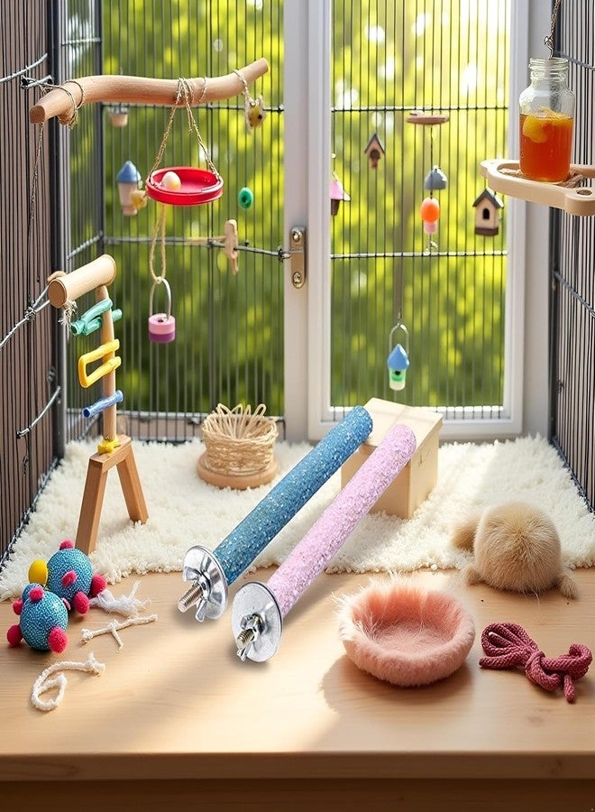 GOUDOGEDC 2Pcs Bird Perch Stand Toy, Wood Parrot Cage Accessories, Sanded Surface Grinding Claw Sticks for Parakeets Finches - Image 3